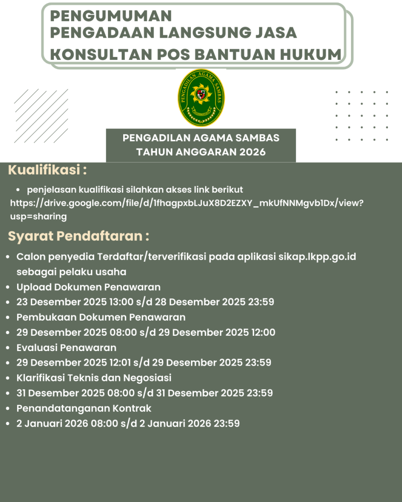 Pengadaan Jasa Pos Bantuan Hukum TA 2026