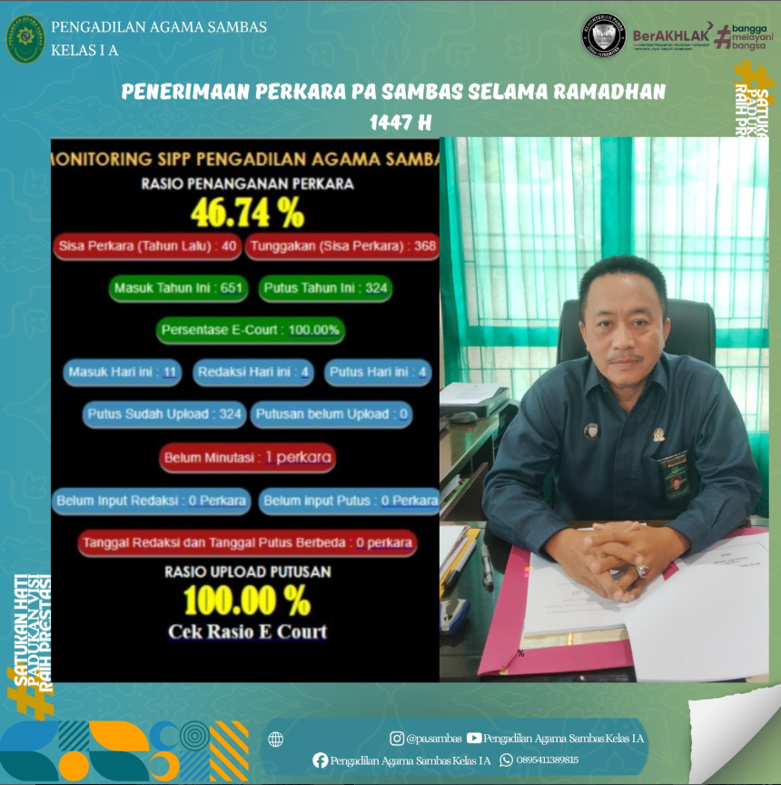 PENERIMAAN PERKARA SELAMA RAMADHAN 1447 H PA SAMBAS