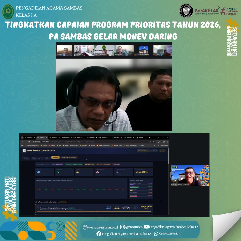 Tingkatkan Capaian Program Prioritas Tahun 2026, PA Sambas Gelar Monev Daring